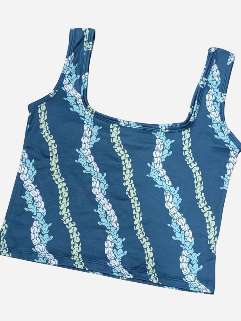 Hamakua Hawaii crop tank top pikake puakenikeni lei pattern Size S